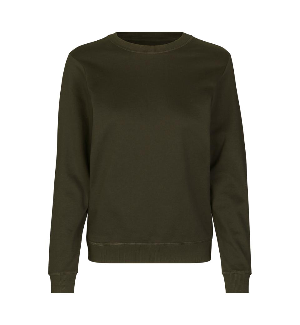 Økologisk O-hals sweatshirt - Dame - Oliven - ID 0683 - Modekompagniet.dk