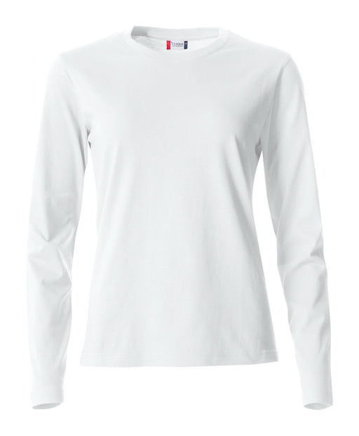Basic Dame T-shirt med langeærmer - Hvid - Clique 029034 - Modekompagniet.dk