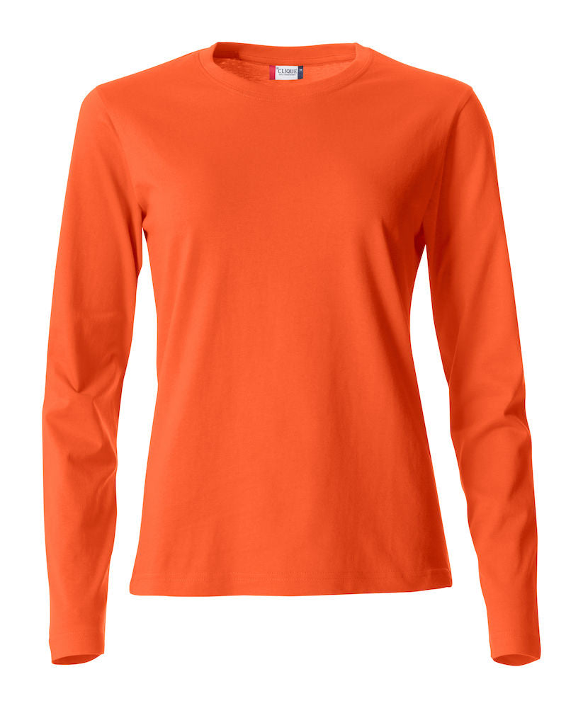 Basic Dame T-shirt med langeærmer - Orange - Clique 029034 - Modekompagniet.dk