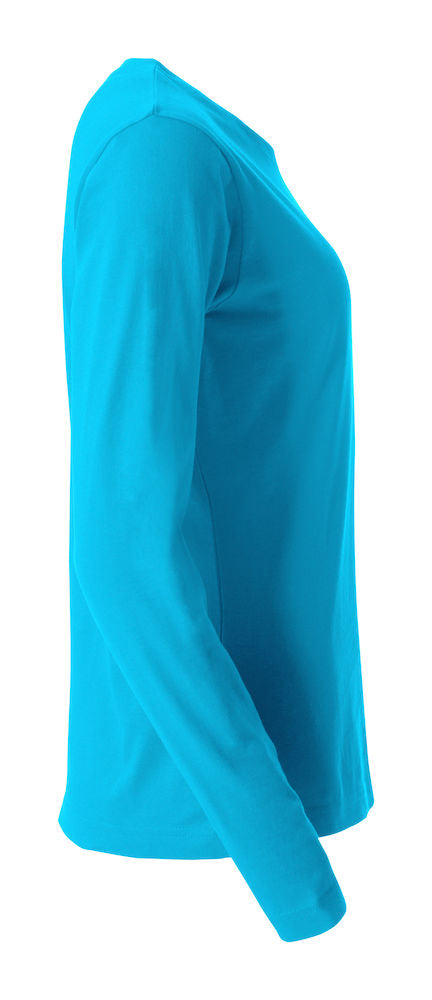 Basic Dame T-shirt med langeærmer - Tyrkis - Clique 029034 - Modekompagniet.dk