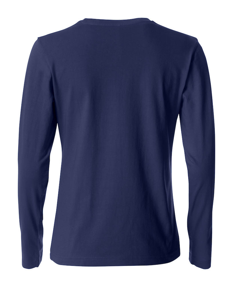 Basic Dame T-shirt med langeærmer - Navy Blå - Clique 029034 - Modekompagniet.dk