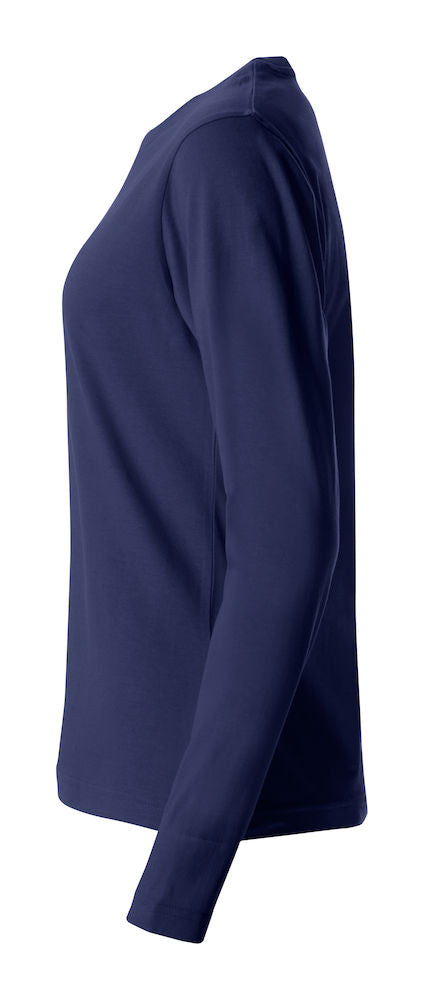 Basic Dame T-shirt med langeærmer - Navy Blå - Clique 029034 - Modekompagniet.dk
