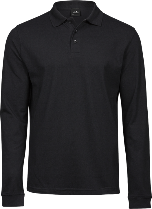 Luxury stretch langærmet polo - Herre - Sort - Style 1406 Teejays - Modekompagniet.dk