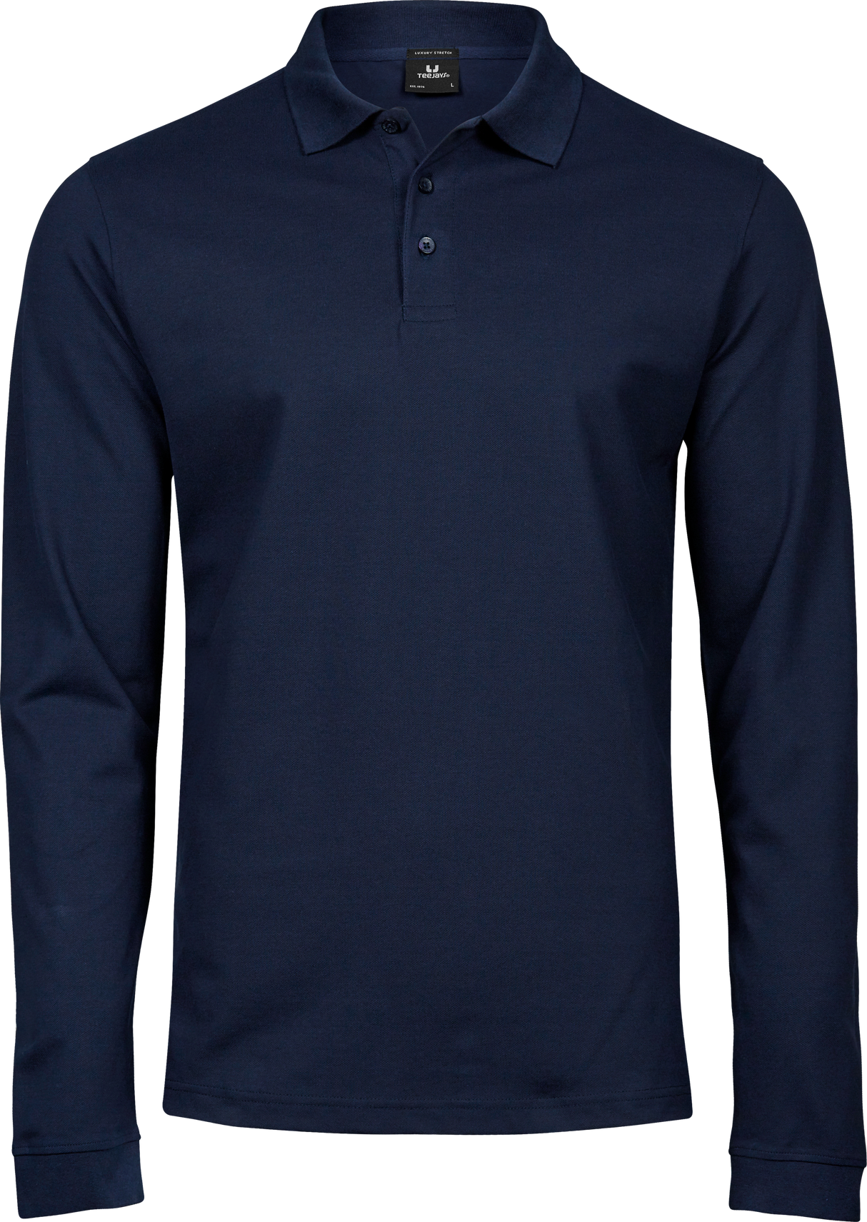 Luxury stretch langærmet polo - Herre - Navy - Style 1406 Teejays - Modekompagniet.dk