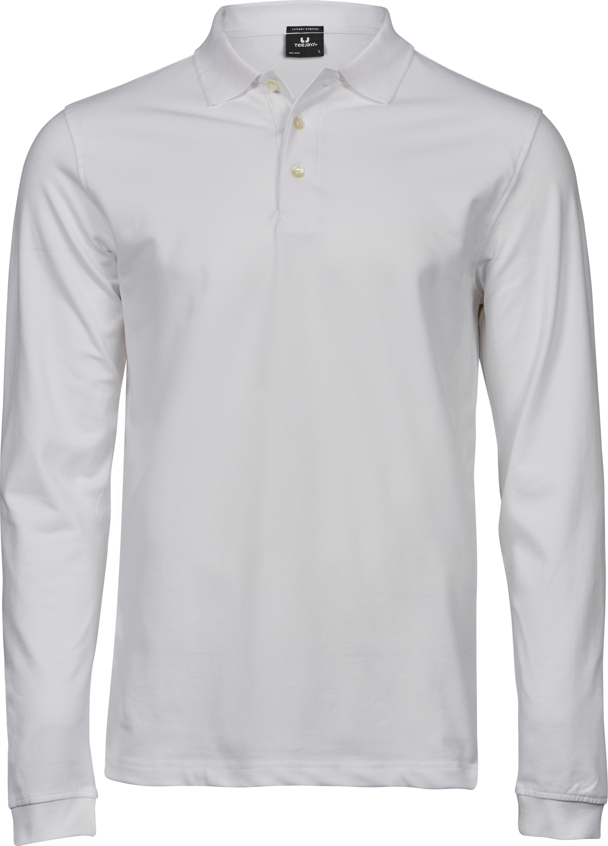 Luxury stretch langærmet polo - Herre - Hvid - Style 1406 Teejays - Modekompagniet.dk