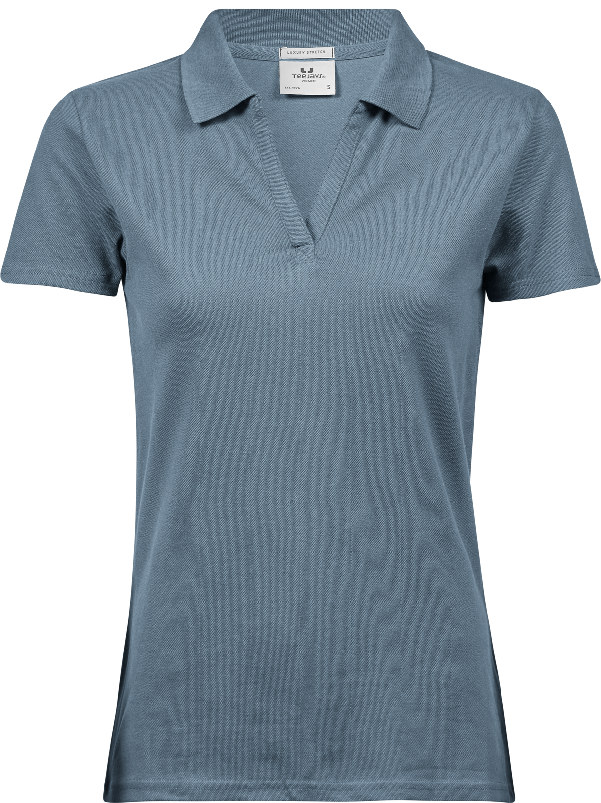 Luxury stretch v-neck polo - Dame - Blå - Style 1409 - Modekompagniet.dk