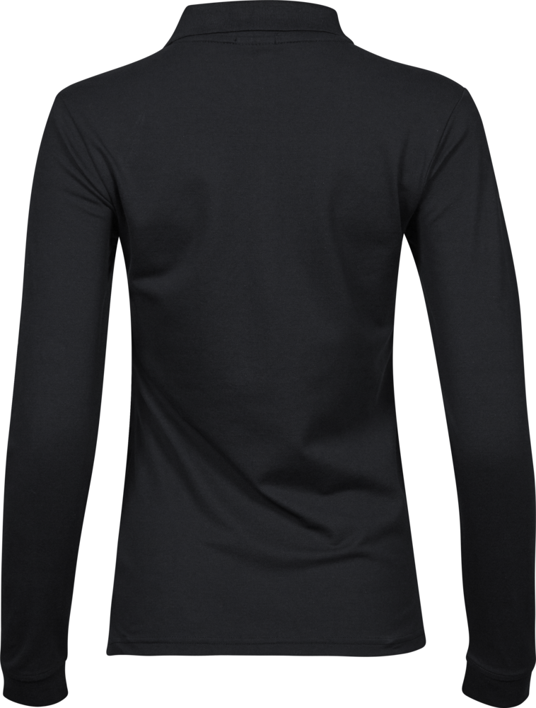 Luxury stretch long sleeve polo - Dame - Sort - Style 146 - Modekompagniet.dk