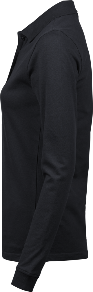 Luxury stretch long sleeve polo - Dame - Sort - Style 146 - Modekompagniet.dk