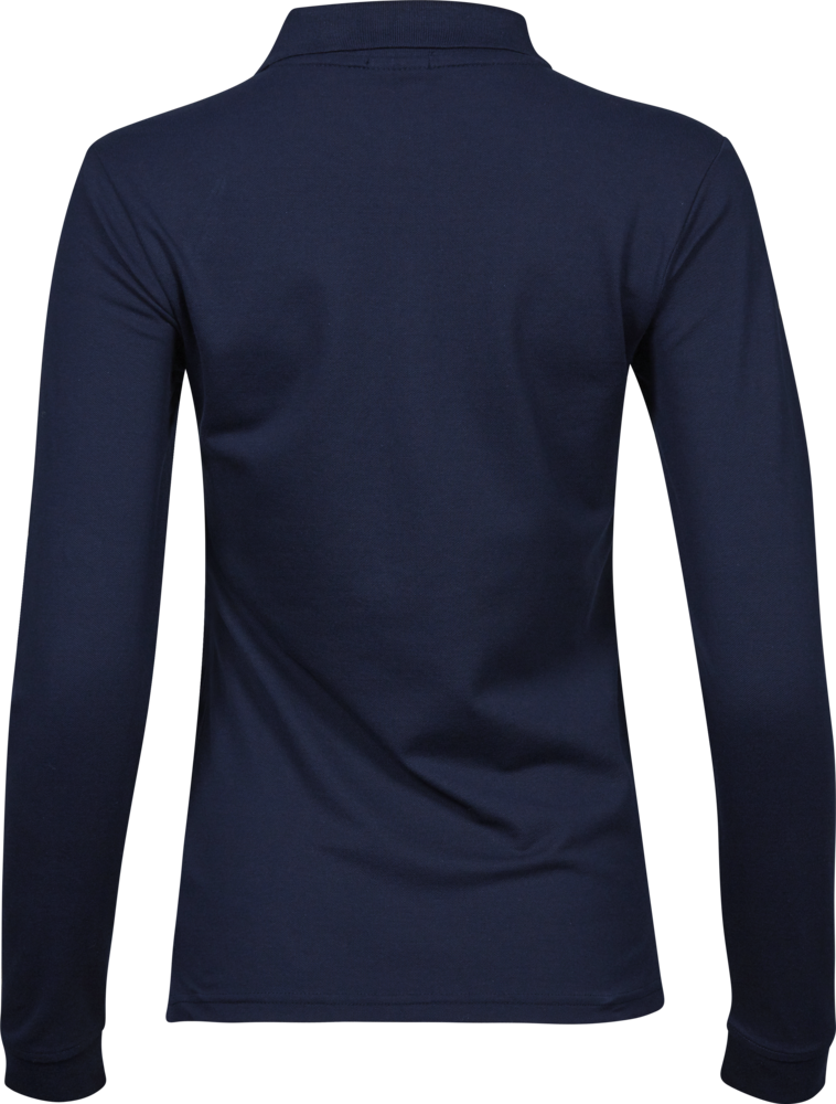 Luxury stretch long sleeve polo - Dame - Navy - Style 146 - Modekompagniet.dk