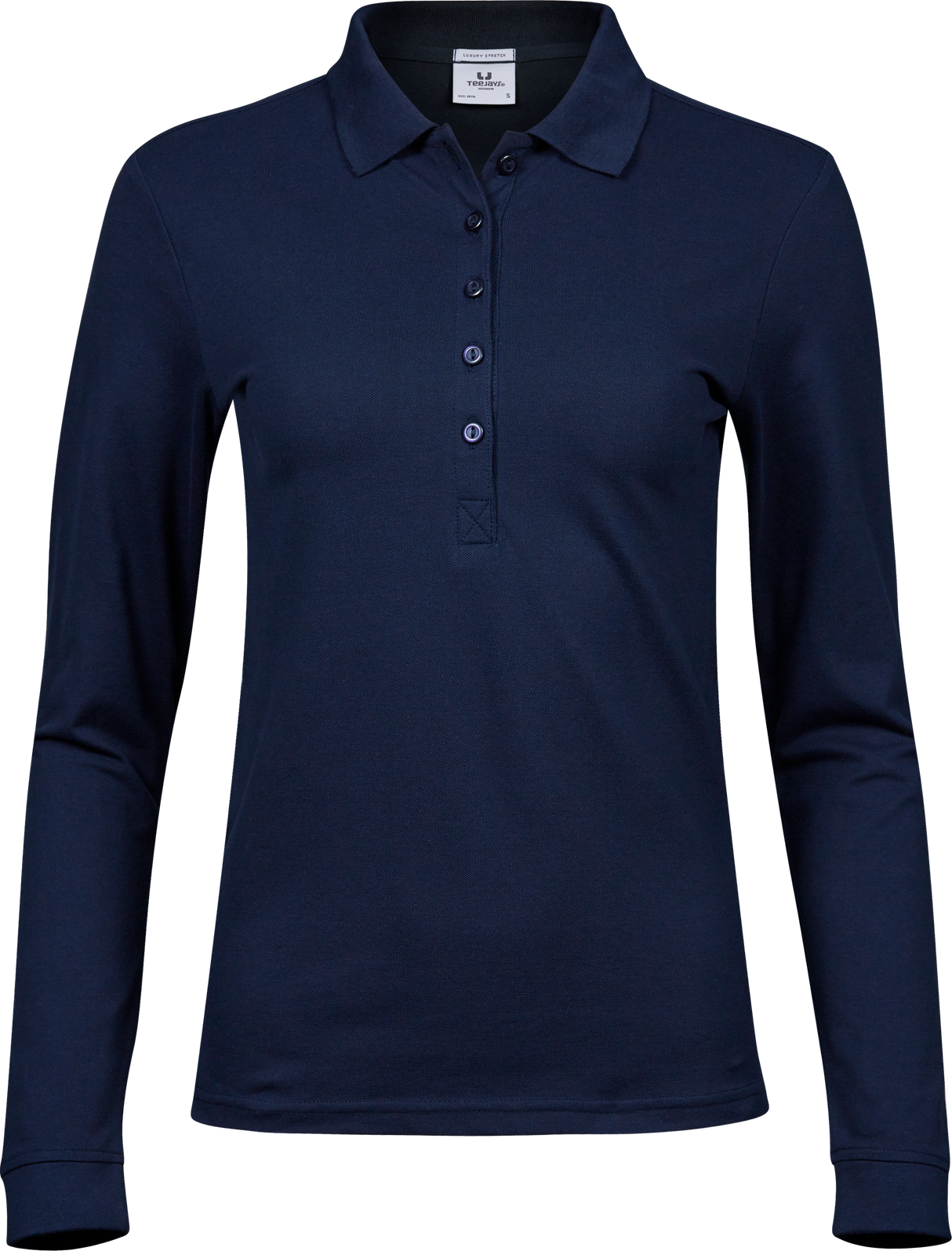 Luxury stretch long sleeve polo - Dame - Navy - Style 146 - Modekompagniet.dk