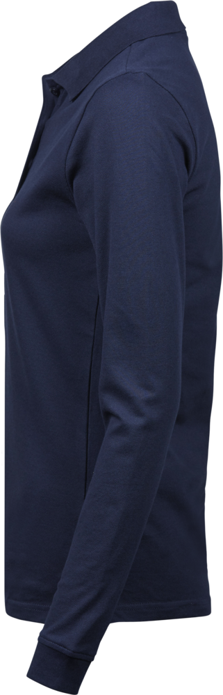 Luxury stretch long sleeve polo - Dame - Navy - Style 146 - Modekompagniet.dk