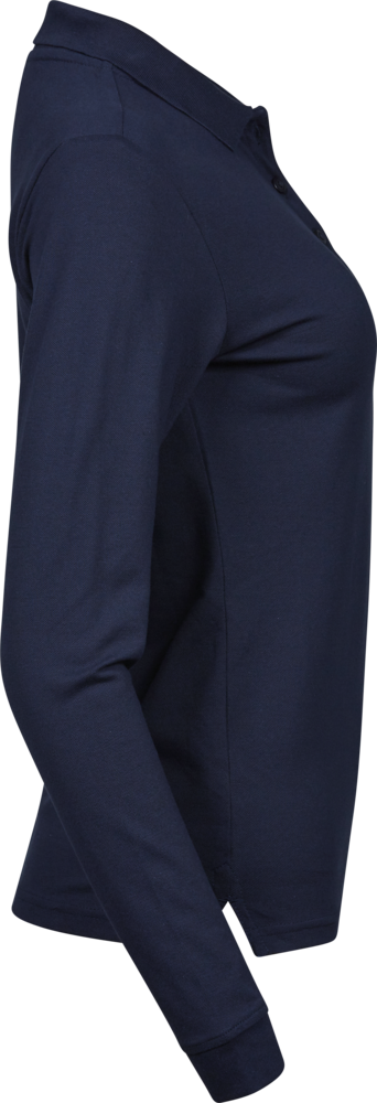 Luxury stretch long sleeve polo - Dame - Navy - Style 146 - Modekompagniet.dk