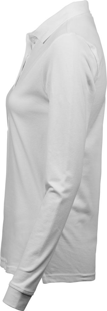 Luxury stretch long sleeve polo - Dame - Hvid - Style 146 - Modekompagniet.dk