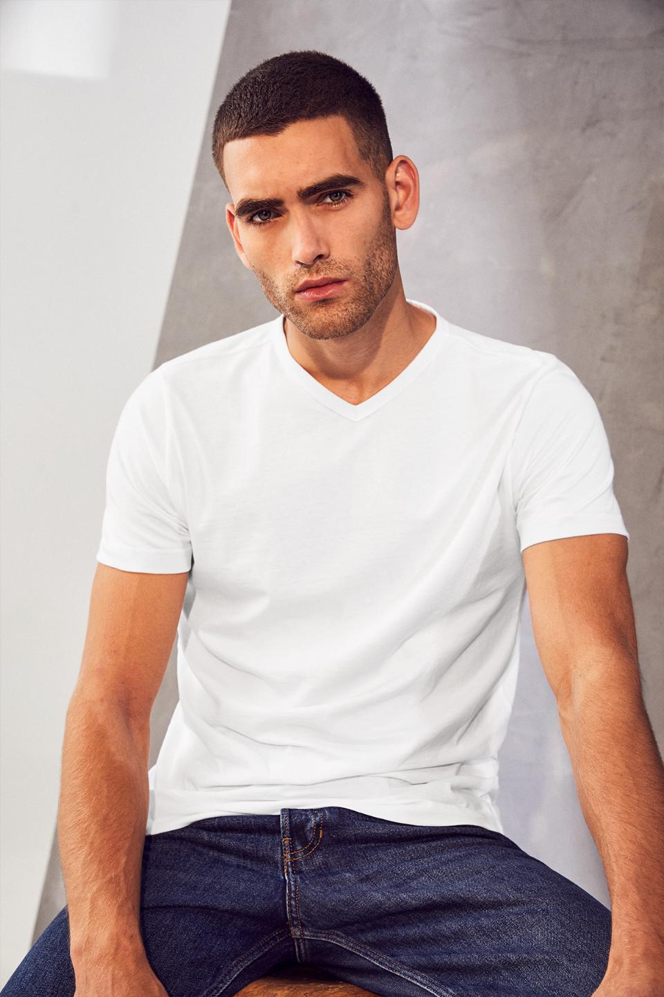 T-TIME® T-shirt med v-hals - Herre - Navy - ID 0514 - Modekompagniet.dk