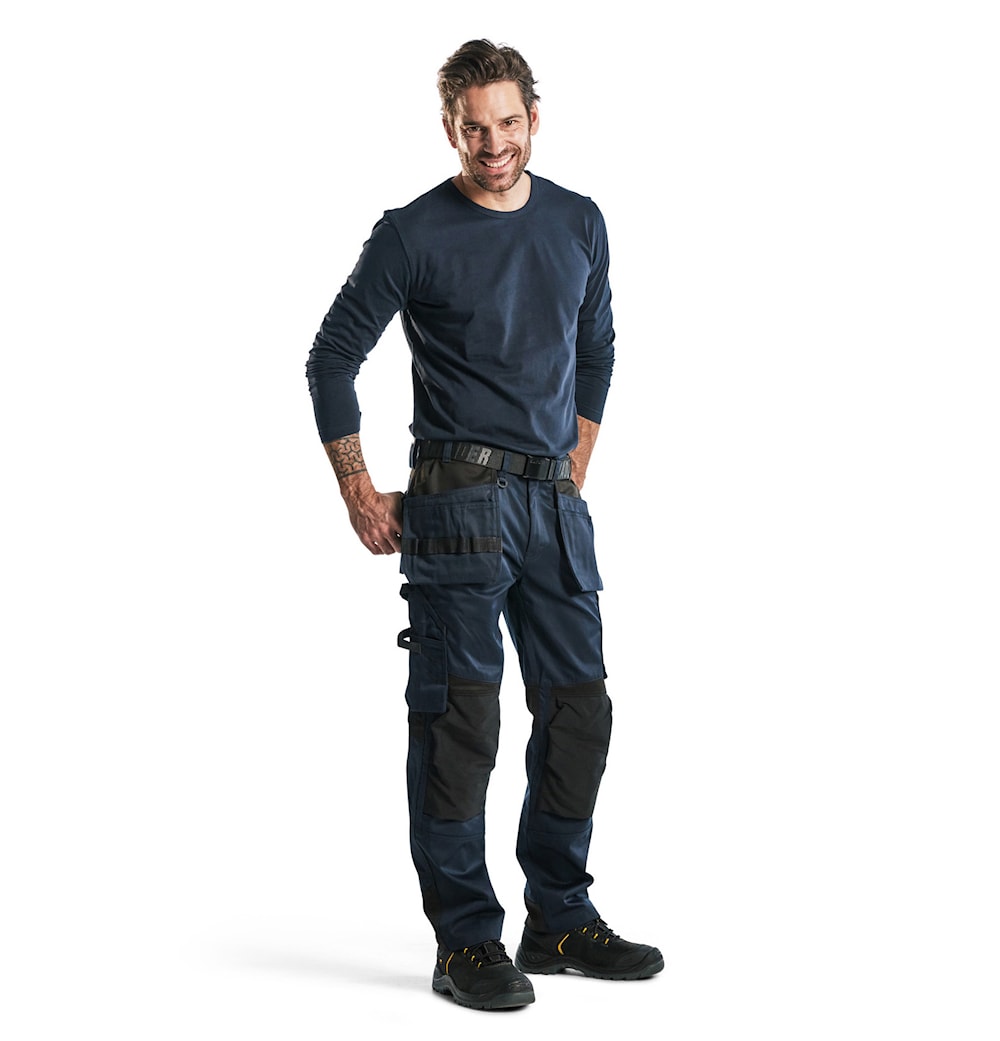 Langærmet T-Shirt, Herre, Mørk Navy Blå - Blåkläder 3500-1042-8800