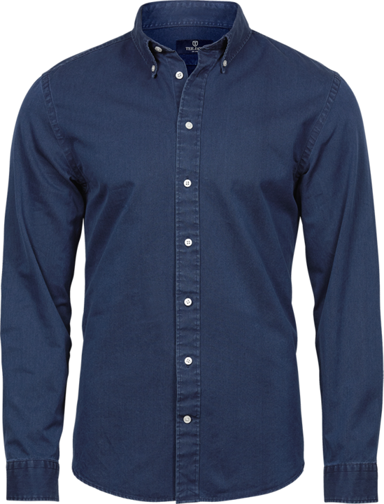 Casual twill shirt - Herre - Denim - Style 4002 - Modekompagniet.dk
