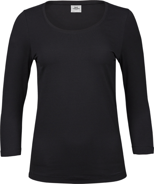 3/4 stretch sleeve tee - Dame - Sort - Style 460 - Modekompagniet.dk