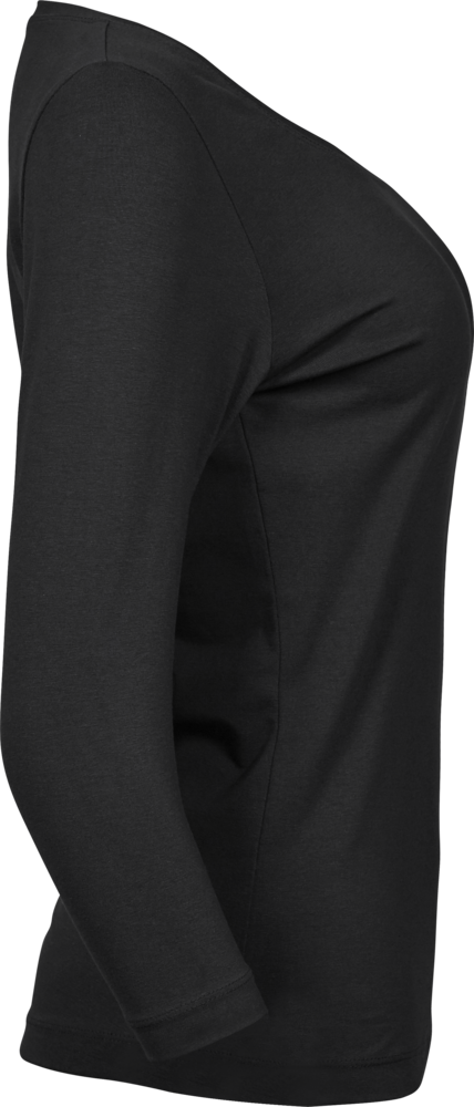 3/4 stretch sleeve tee - Dame - Sort - Style 460 - Modekompagniet.dk