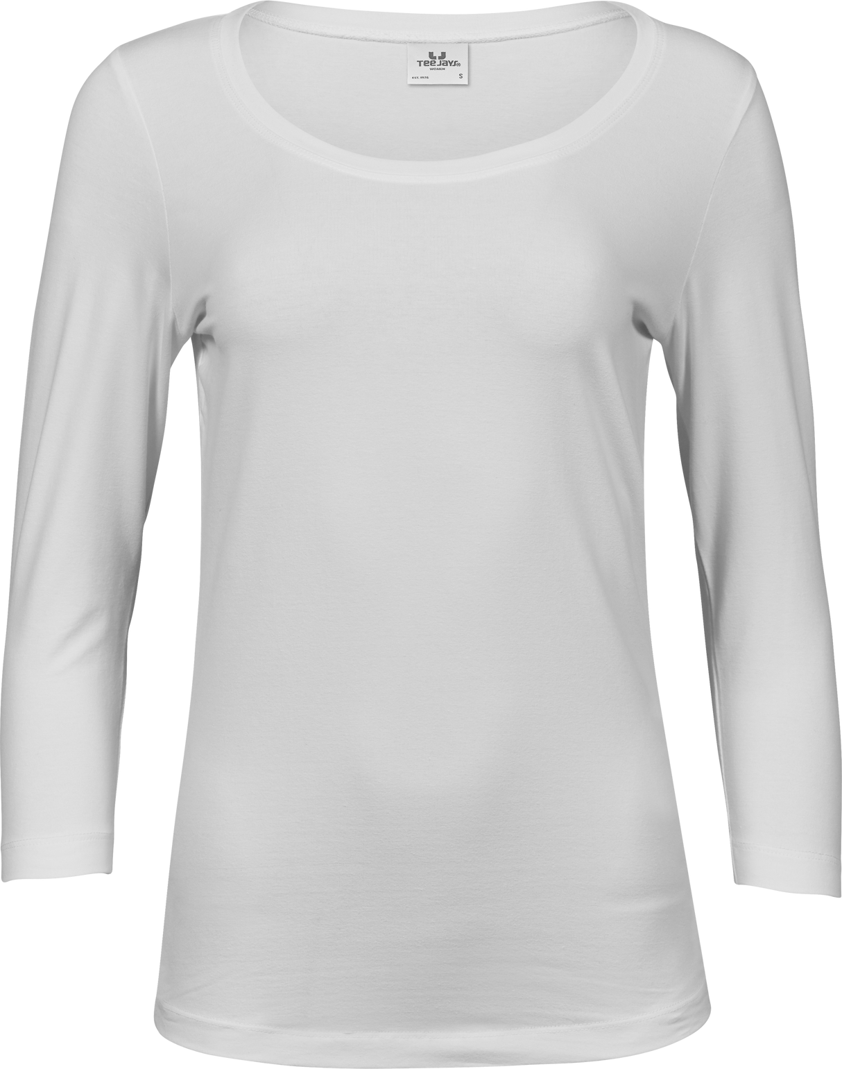 3/4 stretch sleeve tee - Dame - Hvid - Style 460 - Modekompagniet.dk