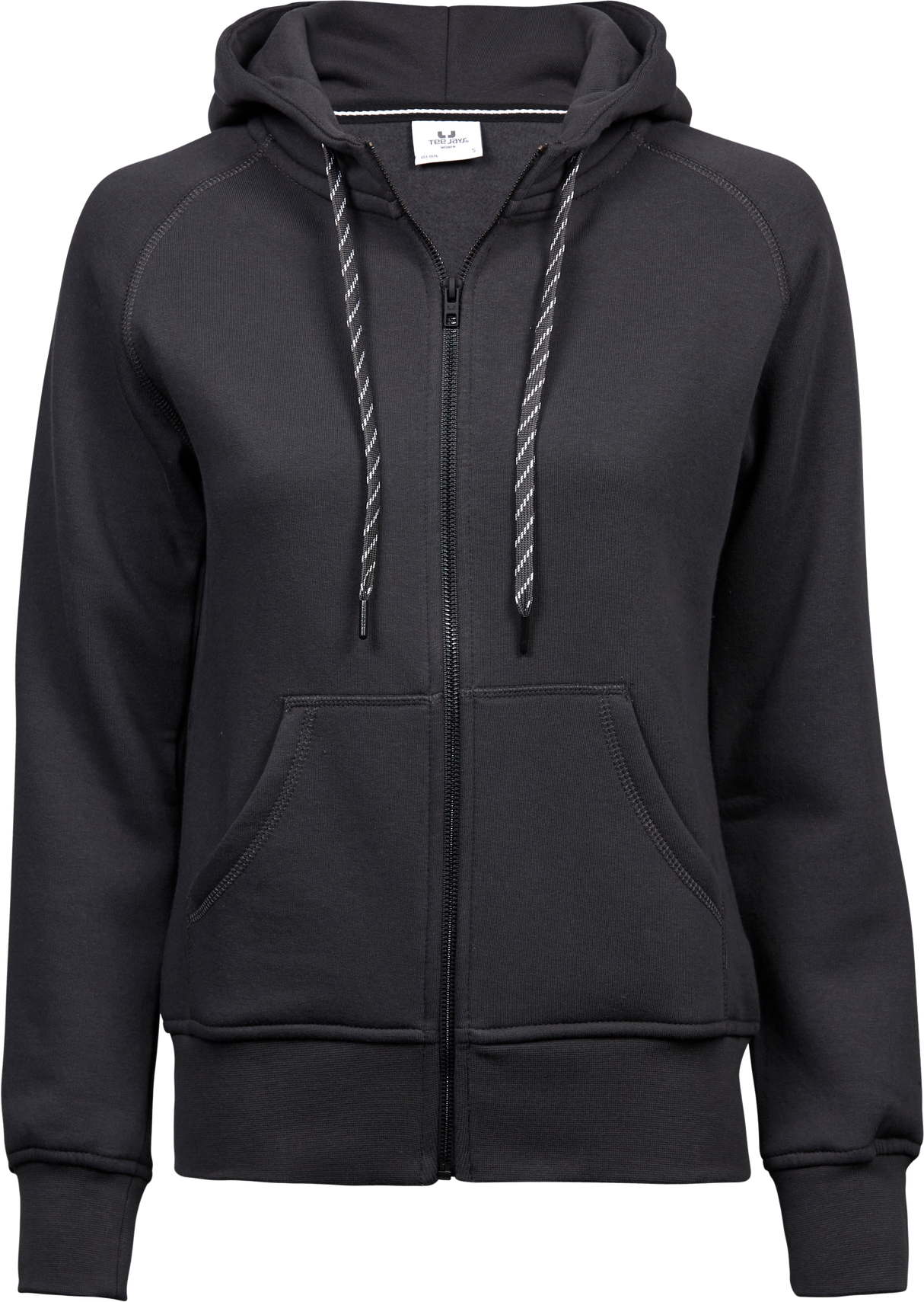 Fashion full zip hood - Dame - Mørk grå - Style 5436 - Modekompagniet.dk