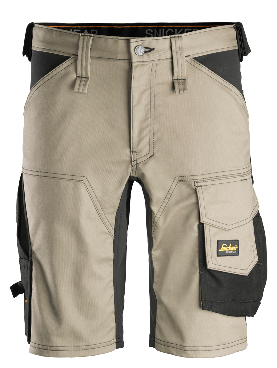 Snickers 6143 AllroundWork arbejdsshorts, Khaki/Sort - Modekompagniet.dk
