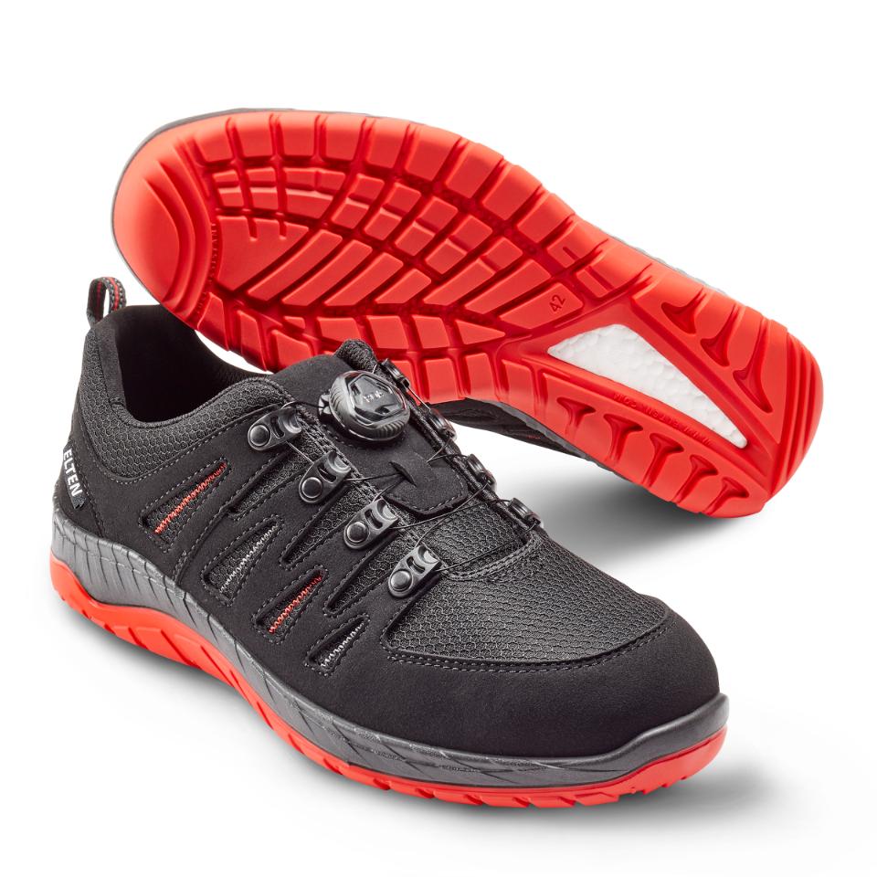Maddox Boa® Low sikkerhedssko S3, Sort/Rød - Elten 729151 - Modekompagniet.dk