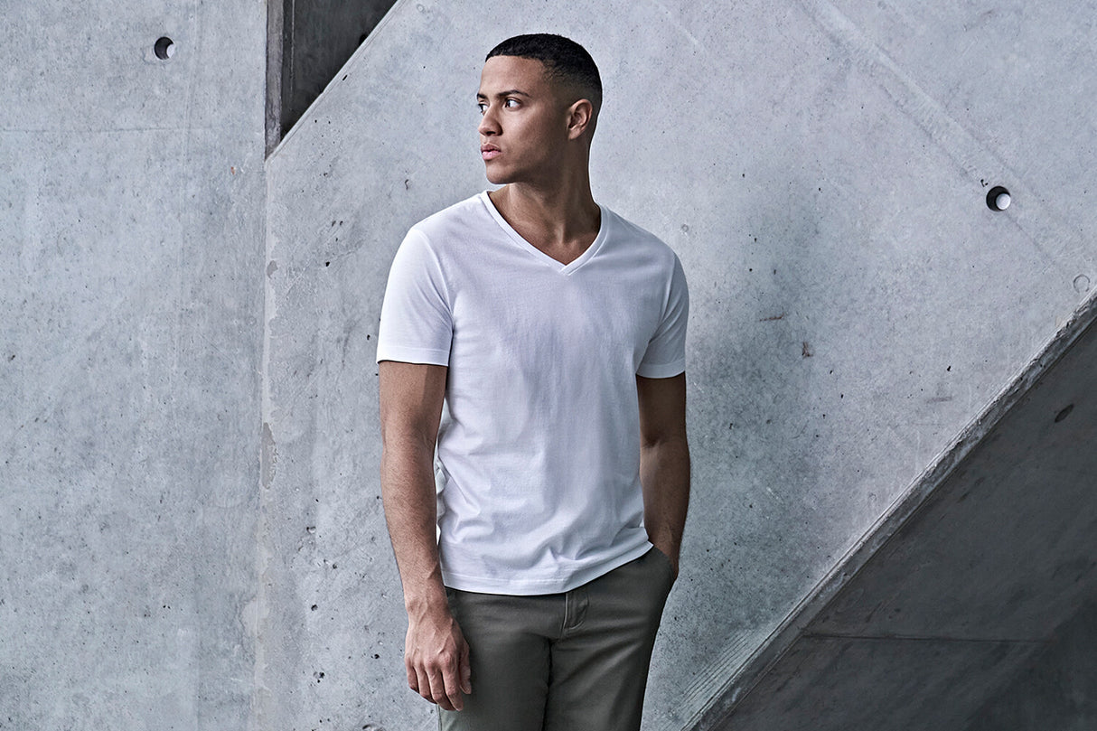 Fashion V-Neck Soft T-Shirt Herre, Mørk Grå - 8006