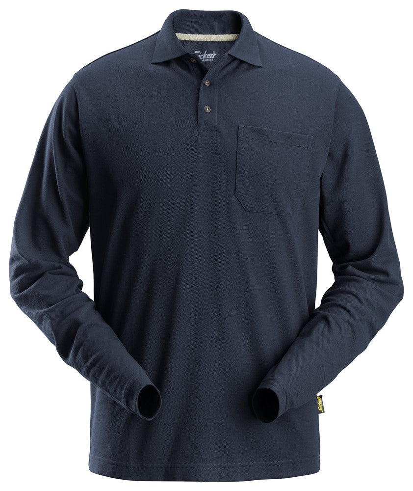 Langærmet polo shirt - Navy - Snickers 2608 - Modekompagniet.dk