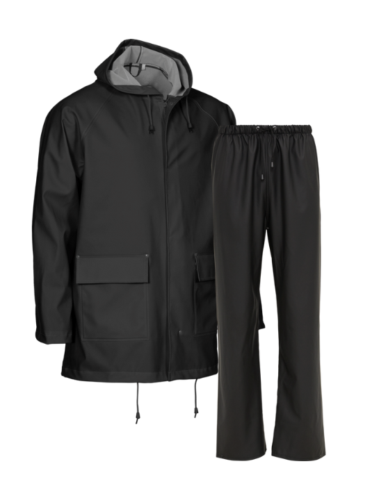 Outdoor Regnsæt PU/PVC, Sort - Elka 306600 + 302400 - Modekompagniet.dk
