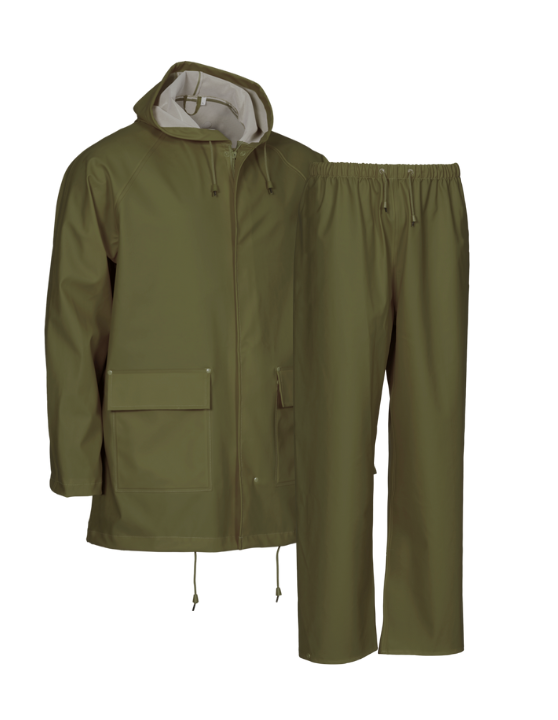 Outdoor Regnsæt PU/PVC, Oliven Grøn - Elka 306600 + 302400 - Modekompagniet.dk