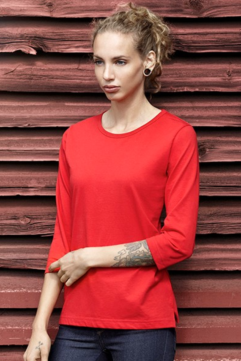 3/4 Ærmet T-shirt - Dame - Hvid - ID313 - Modekompagniet.dk