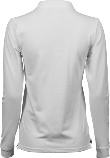 Luxury stretch long sleeve polo - Dame - Hvid - Style 146 - Modekompagniet.dk