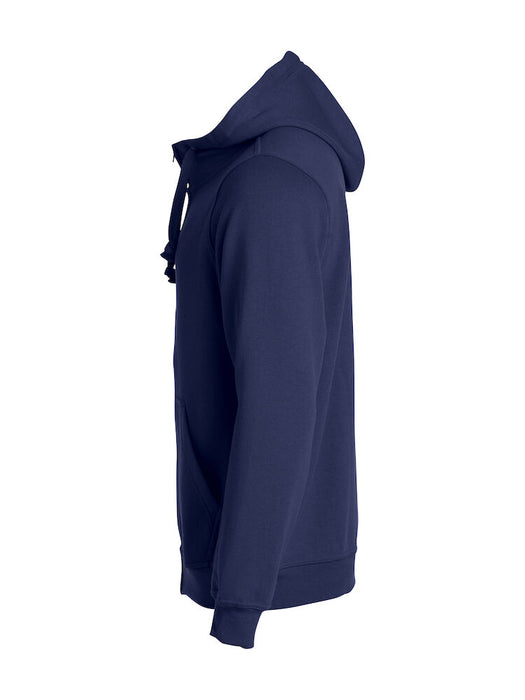 Full Zip Hoodie til Herre - Navy Blå - Clique 021034 - Basic Hoody med Tone-i-Tone Lynlås og Funktionelle Detaljer