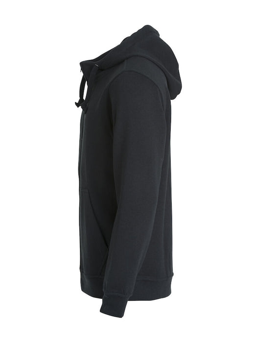 Full Zip Hoodie til Herre - Sort - Clique 021034 - Basic Hoody med Tone-i-Tone Lynlås og Funktionelle Detaljer