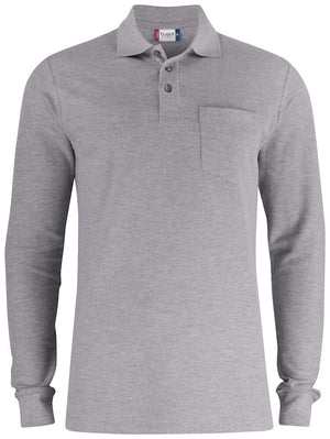 Basic Polo Pocket Langærmet, Herre, Grå Melange - CLIQUE 028235 - 95