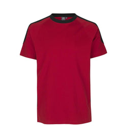 Kontrast Herre T-shirt – Slidstærk Bomuld, Rød - 0302