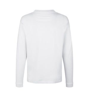 Kraftig langærmet T-shirt – Hvid, herremodel i bomuld med rib og ekstra stabil pasform - 0311