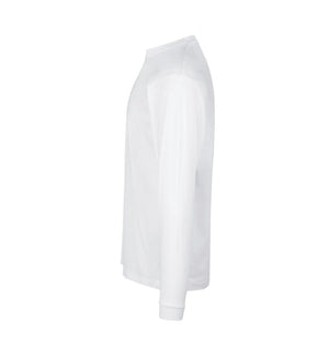 Kraftig langærmet T-shirt – Hvid, herremodel i bomuld med rib og ekstra stabil pasform - 0311