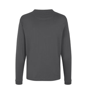 Kraftig langærmet T-shirt – Silver Grey, herremodel i bomuld med rib og ekstra stabil pasform - 0311