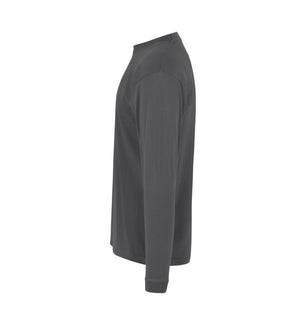 Kraftig langærmet T-shirt – Silver Grey, herremodel i bomuld med rib og ekstra stabil pasform - 0311