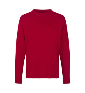Kraftig langærmet T-shirt – Rød, herremodel i bomuld med rib og ekstra stabil pasform - 0311