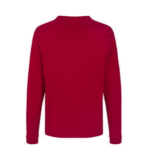 Kraftig langærmet T-shirt – Rød, herremodel i bomuld med rib og ekstra stabil pasform - 0311