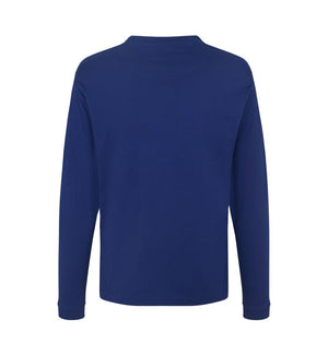 Kraftig langærmet T-shirt – Kongeblå, herremodel i bomuld med rib og ekstra stabil pasform - 0311