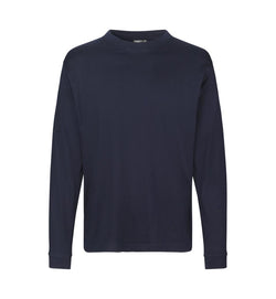 Kraftig langærmet T-shirt – Navy, herremodel i bomuld med rib og ekstra stabil pasform - 0311