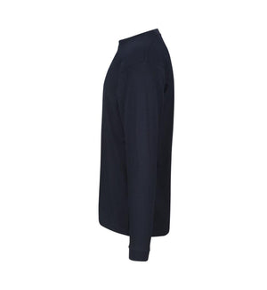 Kraftig langærmet T-shirt – Navy, herremodel i bomuld med rib og ekstra stabil pasform - 0311