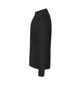 Kraftig langærmet T-shirt – Sort, herremodel i bomuld med rib og ekstra stabil pasform - 0311
