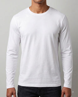 Basic T-shirt med langeærmer - Herre - Hvid - Clique 029033