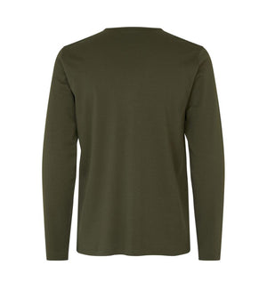 Interlock langærmet T-shirt Herre, Oliven - 0518