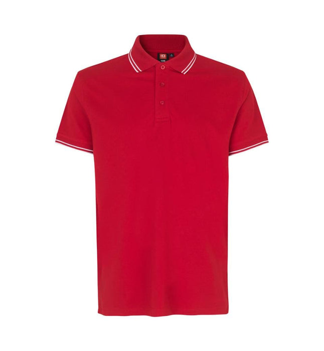 Kontrast Poloshirt Herre, Rød - ID 0522