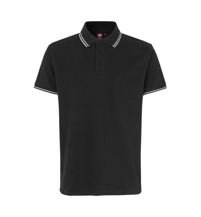 Kontrast Poloshirt Herre, Sort - ID 0522